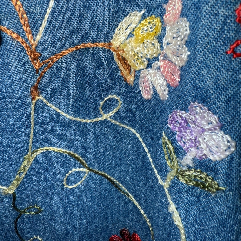 Vintage New Directions Embroidered Denim Jacket Boxy Oversized Cottagecore Boho - Picture 4 of 7